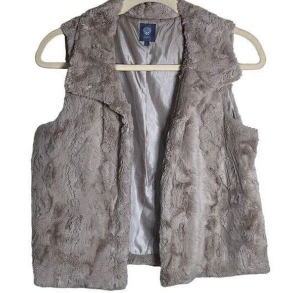 Vince Camuto Faux Fur Cottagecore Brown Vest SZ Large Boho - Picture 1 of 6